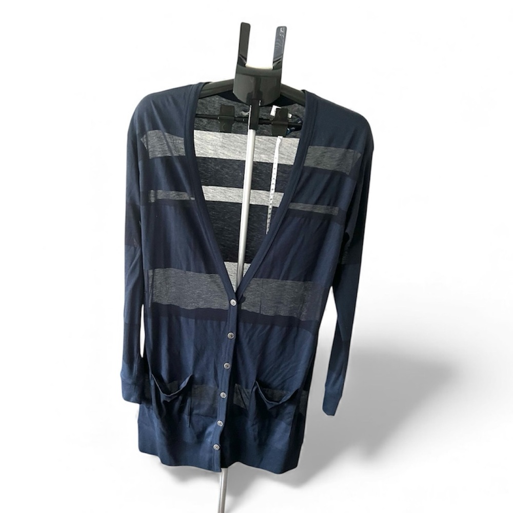 Stem sheer striped cardigan sweater